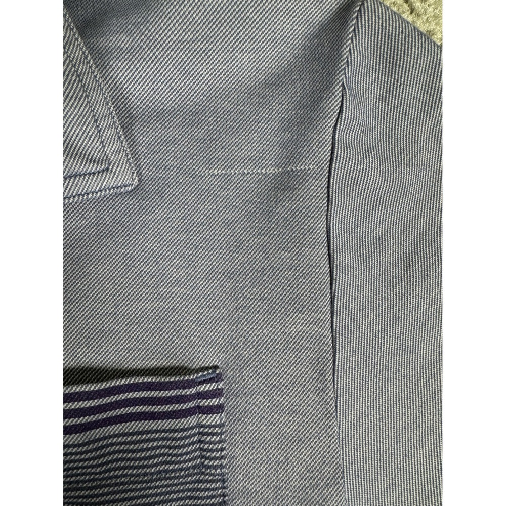 TravisMathew Mens Blue Striped Pima Cotton Blend Pocket Polo Shirt Medium - Picture 4 of 8